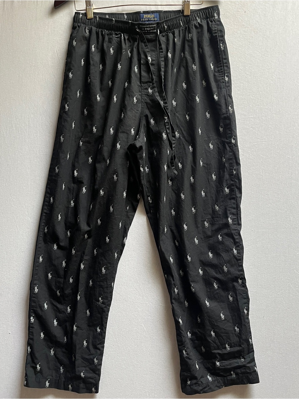 Polo Ralph Lauren Black All-Over Pony Print Pajama Lounge Pants Size L